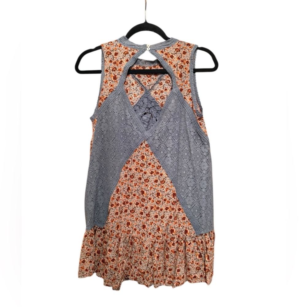 Umgee Boho Blue and Floral Sleeveless Dress, M - Picture 4 of 7